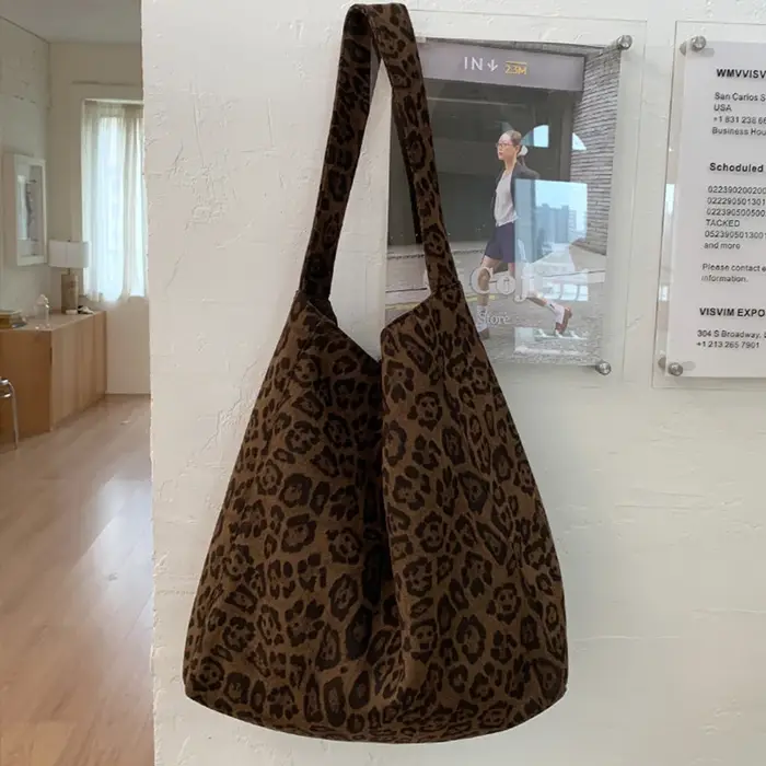 Sacs à bandoulière Vintage léopard en daim pour femmes, fourre-tout de grande capacité, sacs à main 