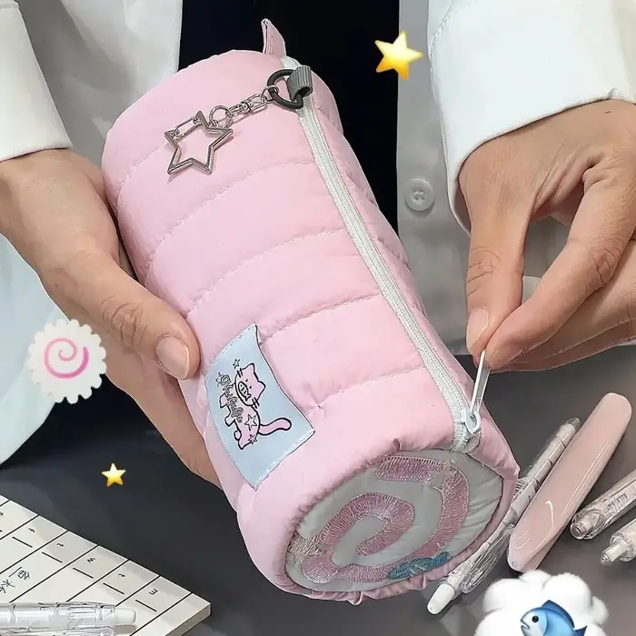 INS – sac à stylos rose de grande capacité