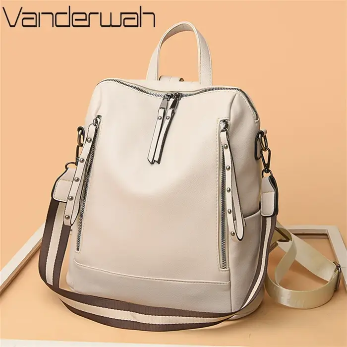 Sac à Dos de marque de luxe en cuir souple, étanche, Style Preppy, Sac multifonction pour jeunes étudiants