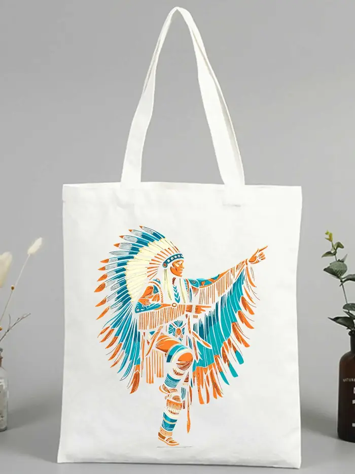 Sac fourre-tout en toile pour femme avec motif d'inspiration tribale