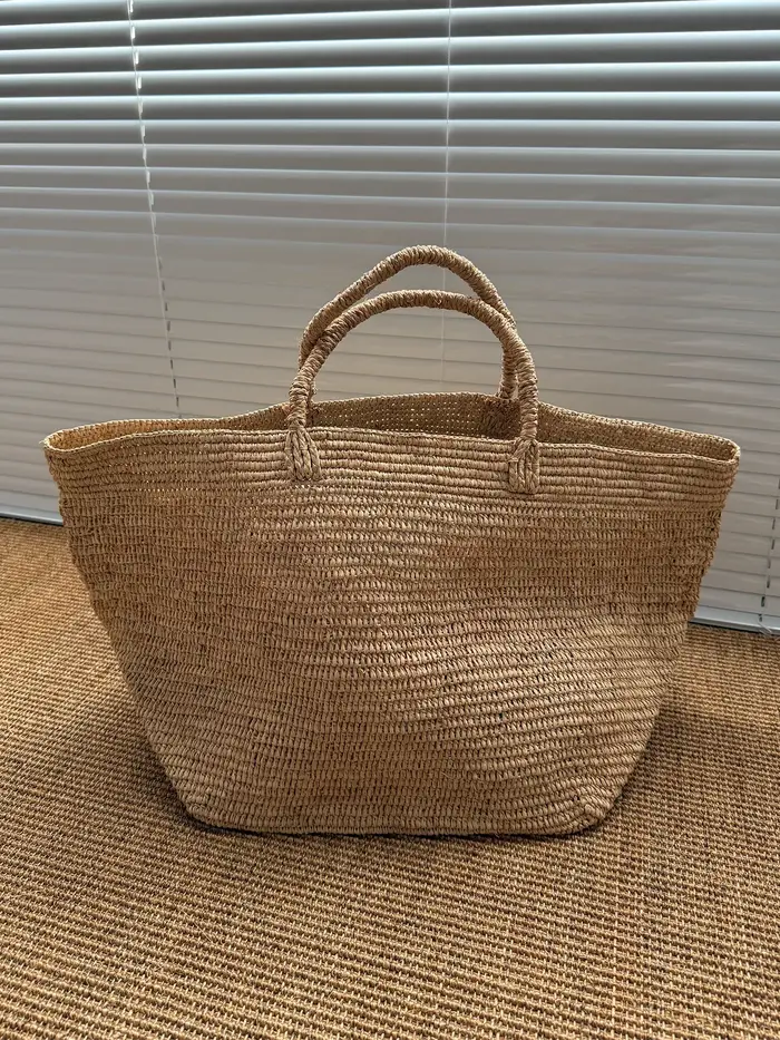 Sac de plage en paille, grands sacs d'été en rotin tressé, sacs à main faits à la main pour femmes
