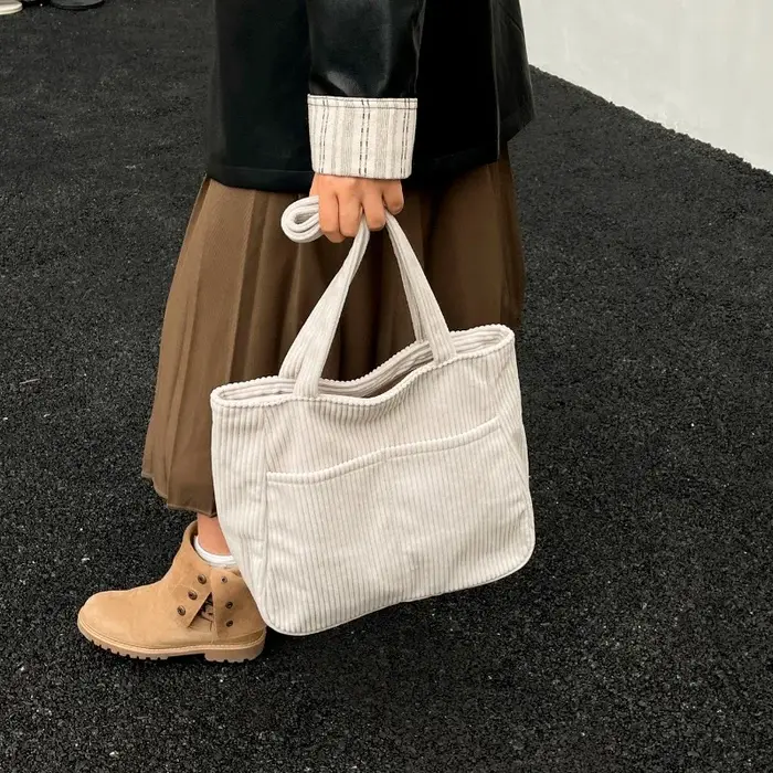 Velours côtelé couleur unie mode fourre-tout décontracté grande capacité 2025 haute qualité sacs pour femmes Simple