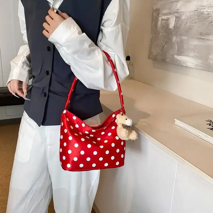 Sac fourre-tout à pois en tissu Oxford