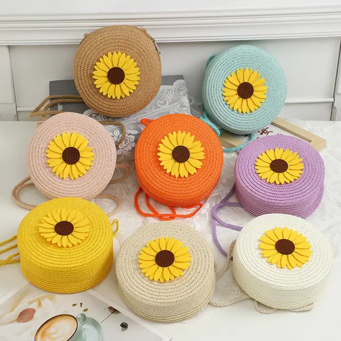 Sac à bandoulière rond en rotin pour femmes