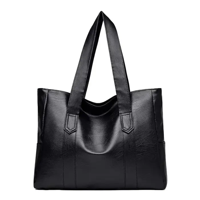 Grand sac cartable en cuir souple pour femmes, classique, couleur unie, Simple, décontracté, grande