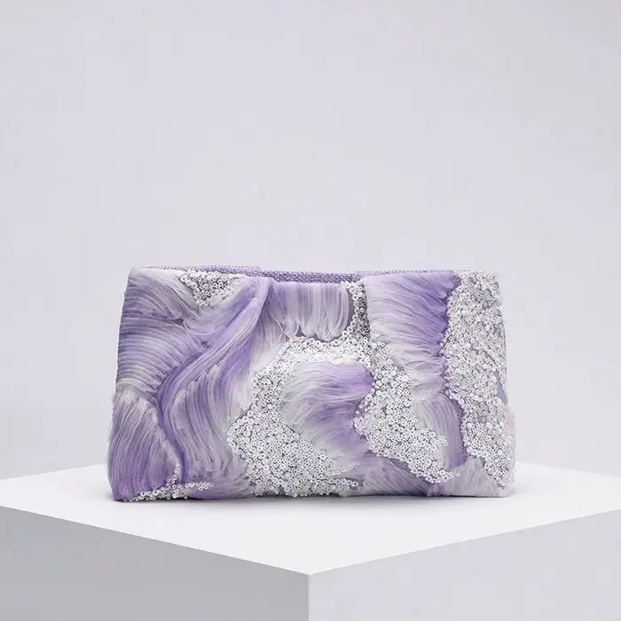 Mode paillettes pince coquille pochette pour femmes fleur broderie épaule sacs à bandoulière Vintage soirée femme