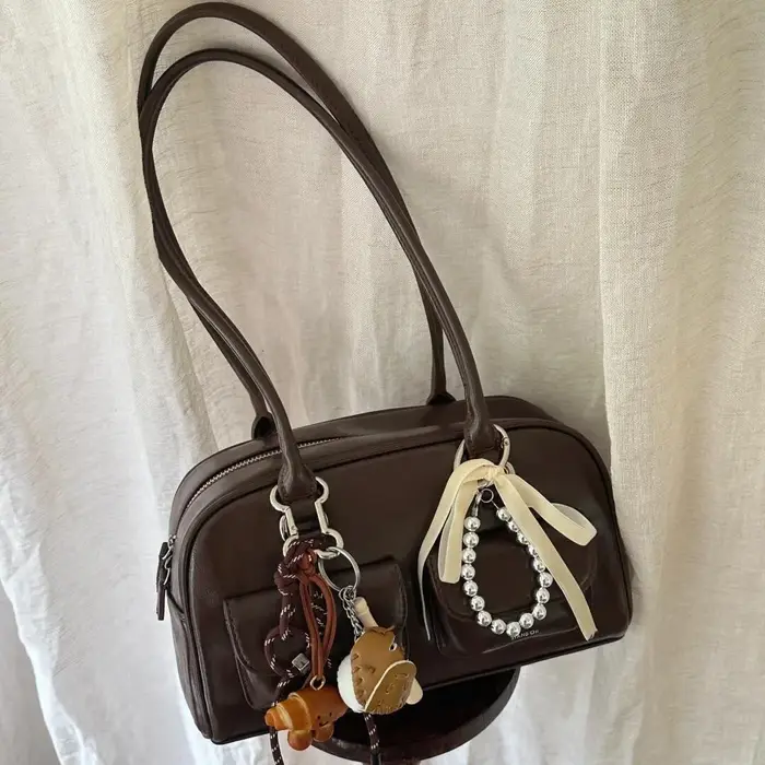 Sac à main de Bowling marron de grande capacité pour femmes