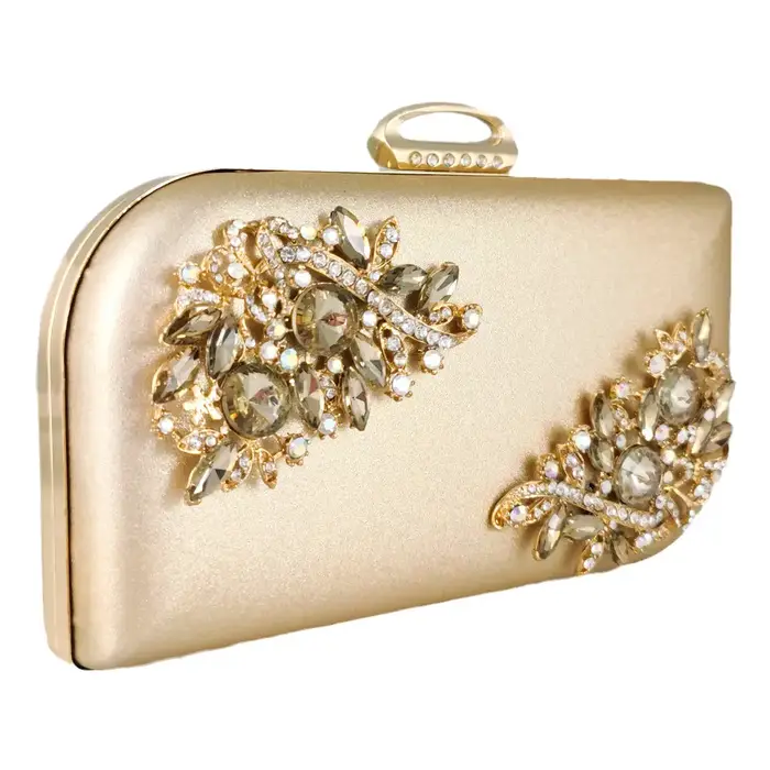 Pochette de soirée en cristal doré pour femme