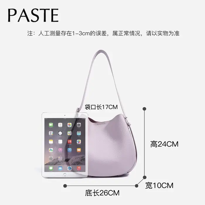 2026 Lavande demi-rond seau fourre-tout grande large sangle réglable femmes aisselle sac à bandoulière pleine fleur en cuir de vache dames sac à main
