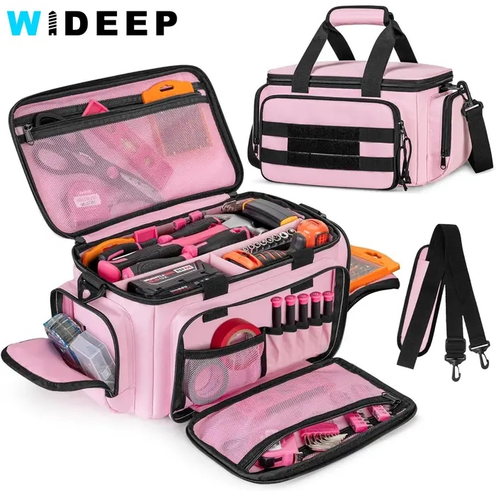 Sac à outils rose pour femmes, sac fourre-tout à outils pour dames, organisateur de rangement avec f