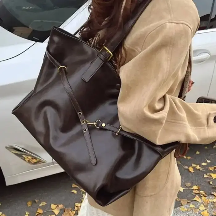 Sac fourre-tout Vintage marron de grande capacité