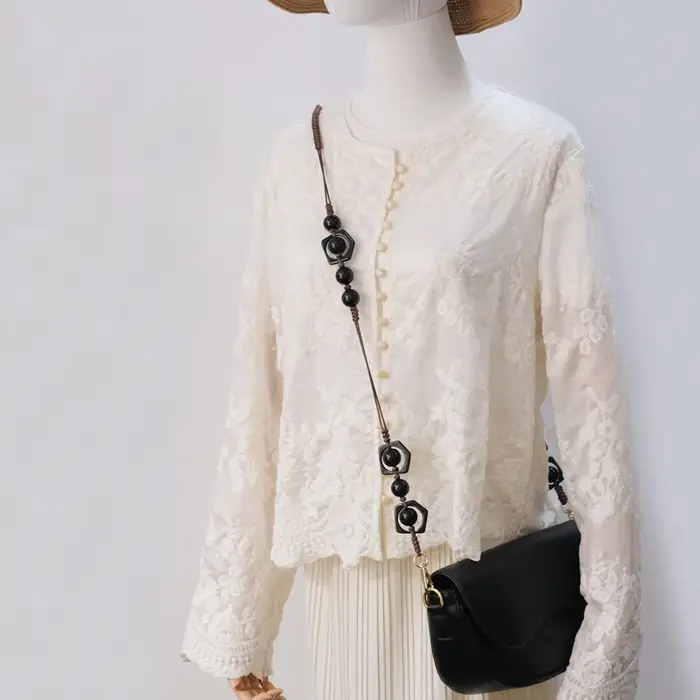 Nouvelle mode femme sac accessoire détachable Vintage noir perle chaîne acrylique sac corde sangle femmes sac à main