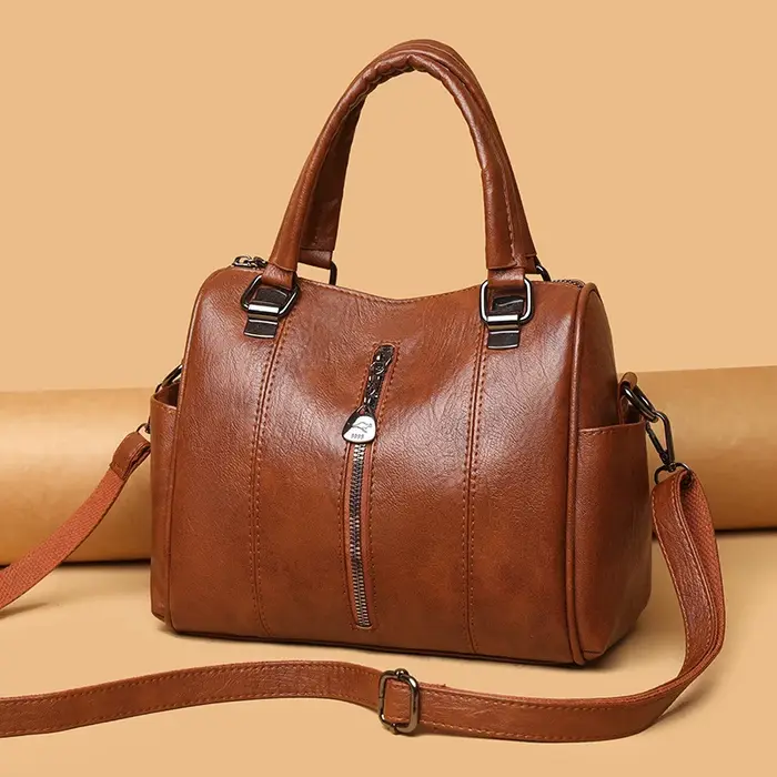 Sac fourre-tout Vintage en cuir PU solide pour femmes