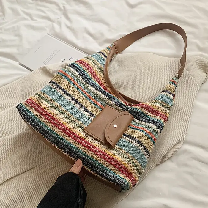 Sac fourre-tout tissé à la main grande capacité pour femme