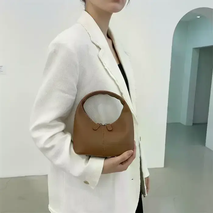 Mini sac hobo en cuir PU avec poignée supérieure et fermeture éclair