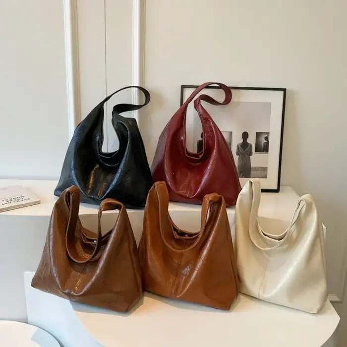 Sac à bandoulière en cuir PU souple pour femmes