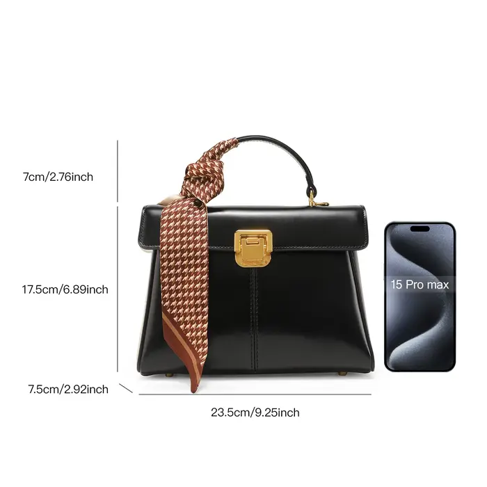 Sac à main en cuir véritable ITAMOOD avec foulard |   Sac à bandoulière de luxe tendance de créateur