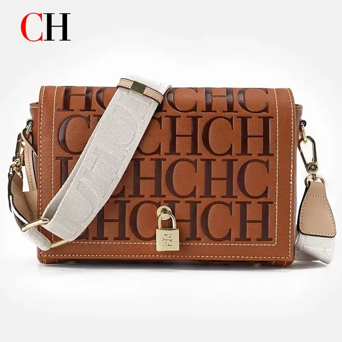 Sac bandoulière CH pour femme en cuir PU avec fermoir métallique décoratif