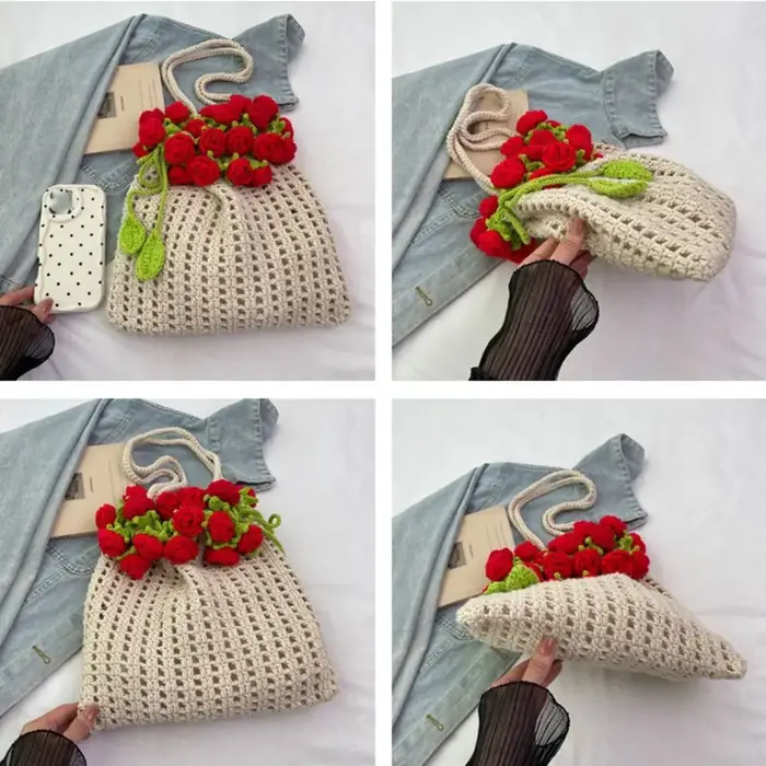 Sac tissé de Bouquet de roses bohème