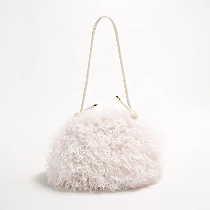 Sac Nuage en Fausse Fourrure Bouclée et Moelleuse, Sac à Main Doux et Adorable pour Femme, Sac Bando