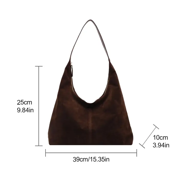 Sac à bandoulière en daim pour femmes avec fermeture éclair