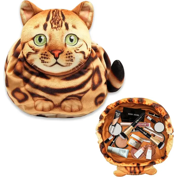 Sac de maquillage à cordon en forme de chat