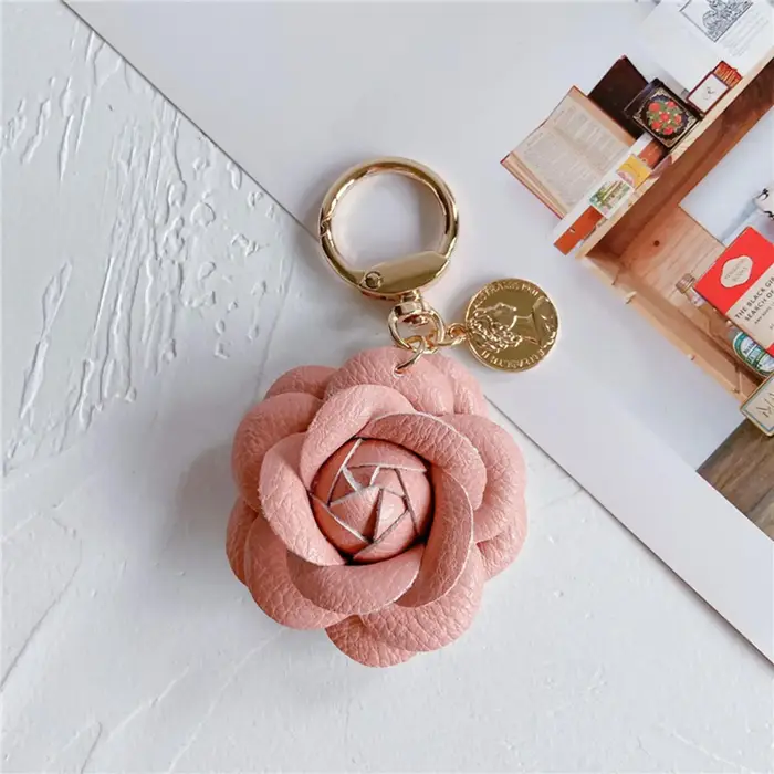 Breloque de sac en cuir en forme de fleur