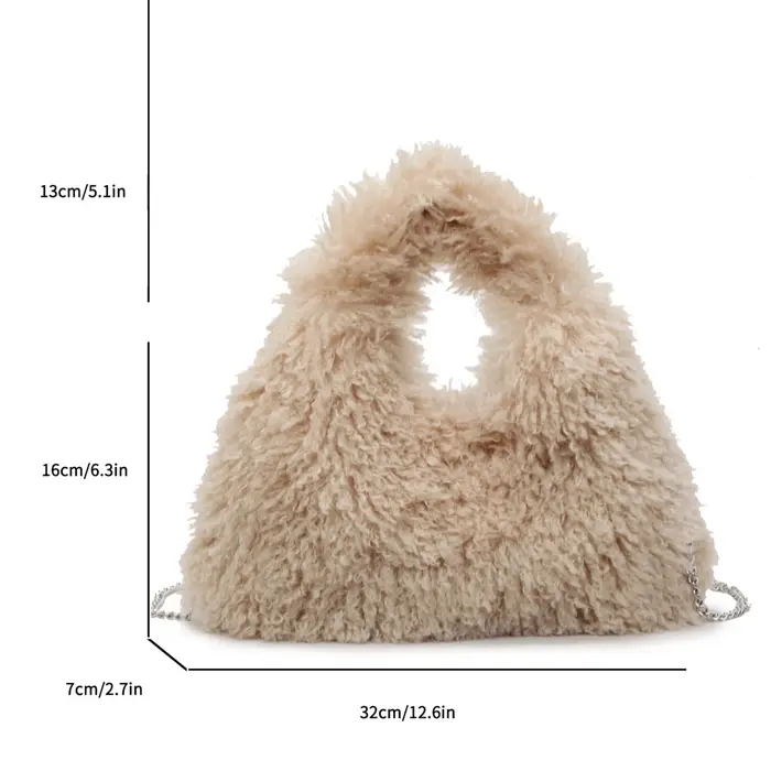 Sac à main violet de styliste en fausse fourrure