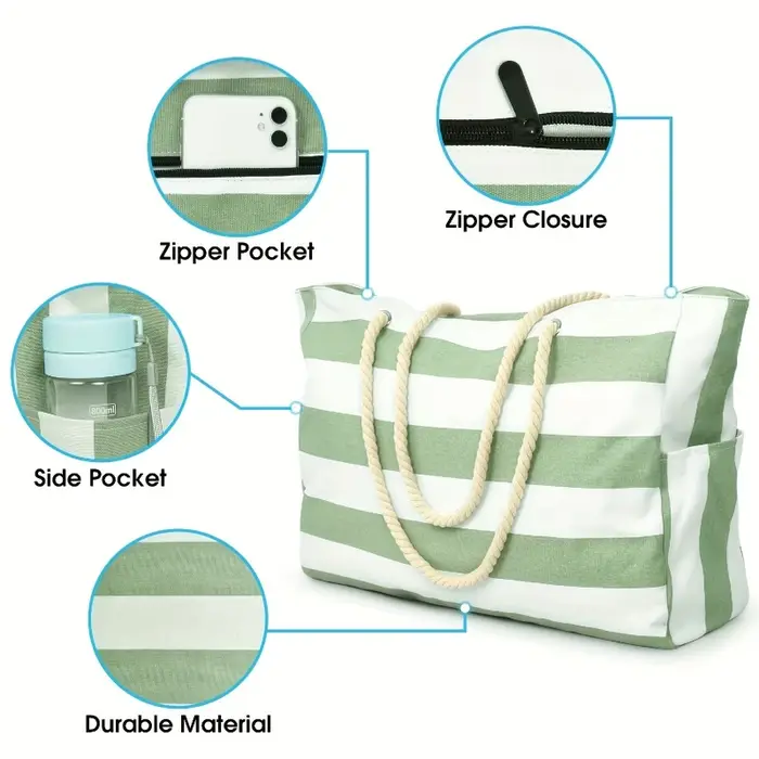 Sac fourre-tout de plage rayé à la mode