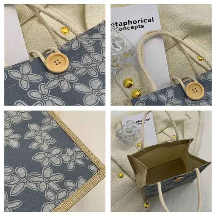 Sac à main en lin portable pour femme