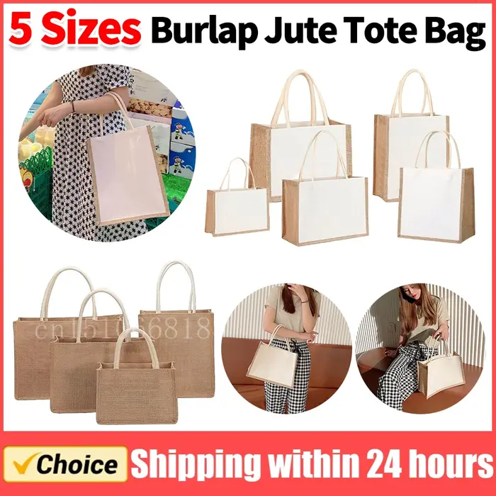 Sac de courses fourre-tout en toile de Jute