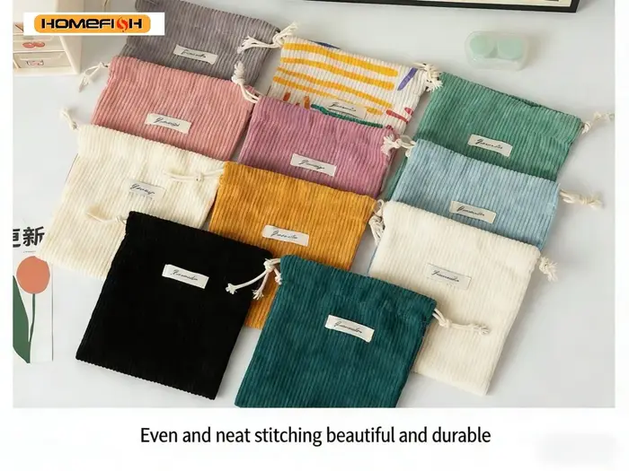 Sac à cordon en velours côtelé HOMEFISH, cadeau de Noël, bonbons, bijoux, cosmétiques, pièces de monnaie, clés, organisateur, sacs d'emballage, sac de rangement, pochette