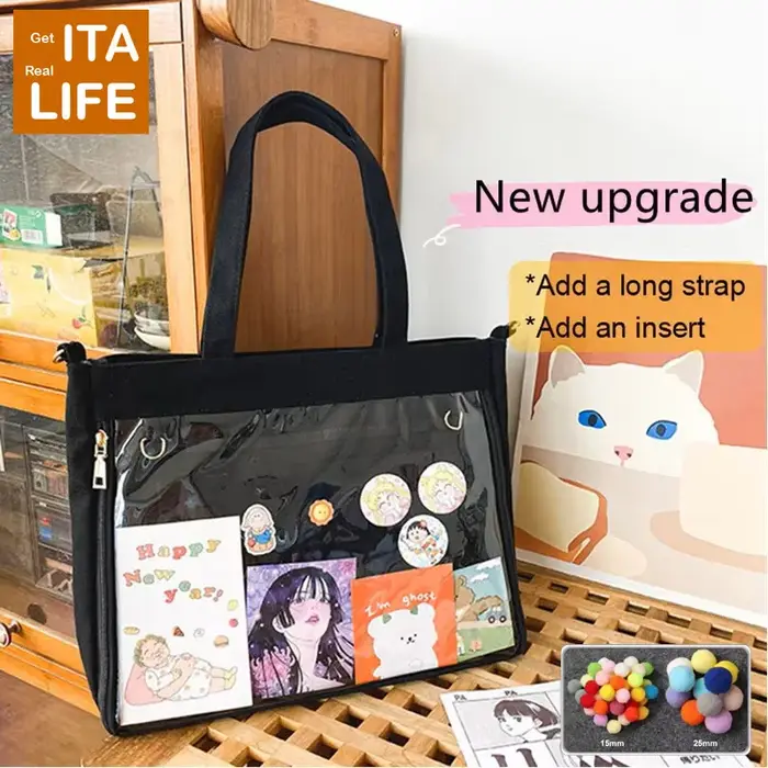Italife violet Ita sac grand avec insérer femmes Lolita bandoulière Kawaii sac clair cartable pour adolescente Itabag épaule H210