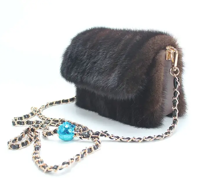 Sac classique en vraie fourrure de vison pour femmes