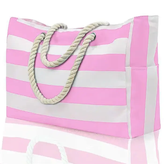 Sac de plage pour femme avec poche extérieure zippée, idéal pour les voyages en plein air et les vac