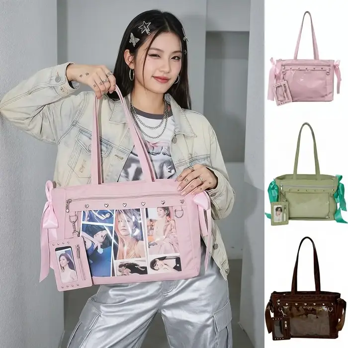 Sac à main Harajuku Y2K Ulzzang Ita Bag avec nœuds et rivets