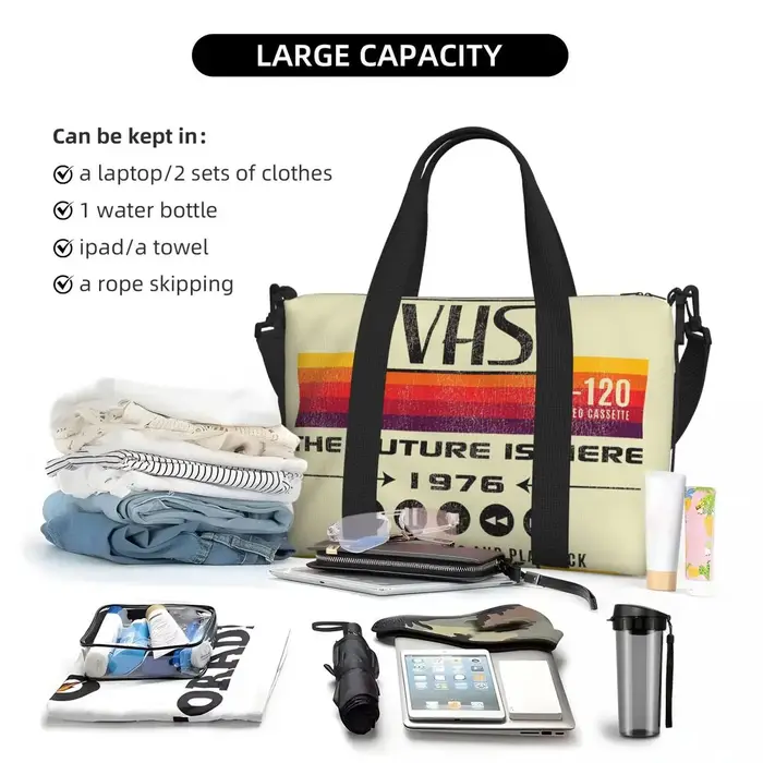 VHS le futur est ici 1976 sac de voyage de plage Lts usé sacs fourre-tout de grande capacité pour le Sport femmes Shopping sac à bandoulière