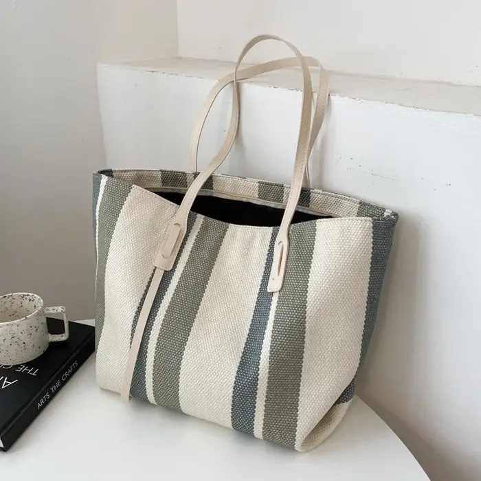 Sacs d'été en raphia pour femmes, sac à bandoulière de styliste à rayures, sac de rangement de shopp