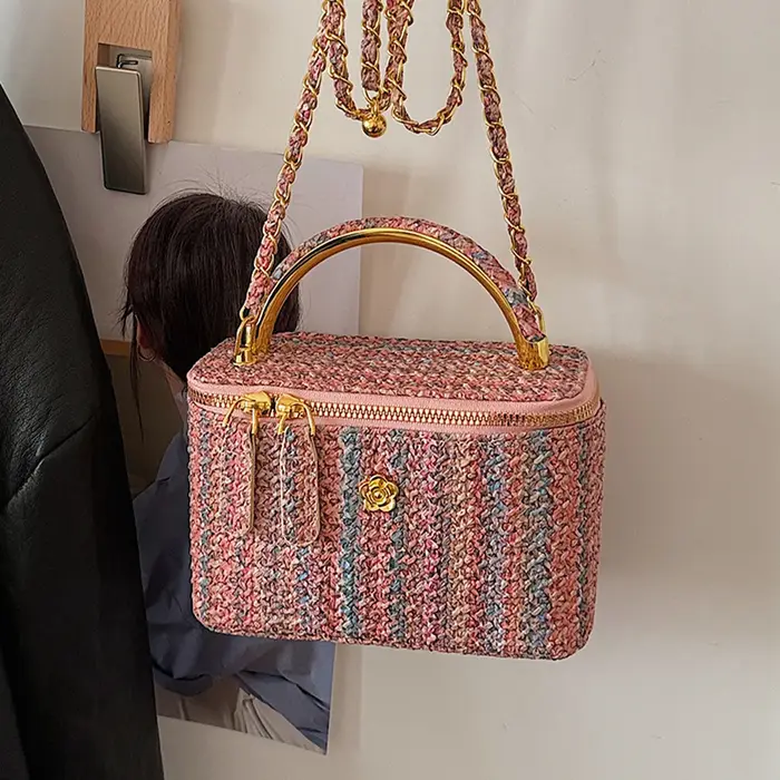 Sac à bandoulière mini en paille tressée pour femme