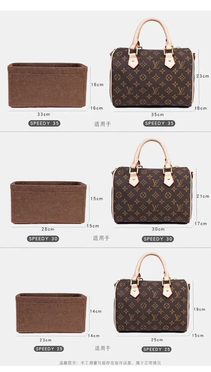 Organisateur de sac à main à rabat en feutre pour LV Speedy 25 30 35