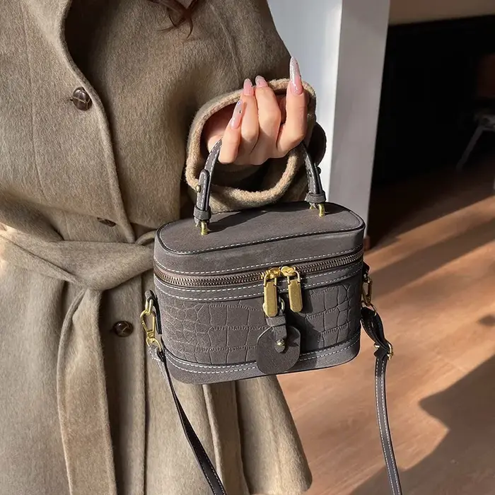 Sac à main polyvalent pour femme à motif pierre, sac bandoulière rétro simple, sac carré grande tail
