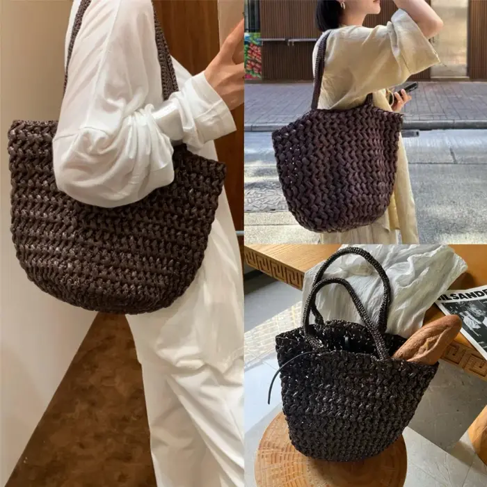 Sac fourre-tout en paille tressé à la main pour femme