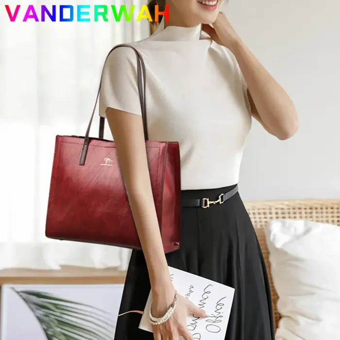 Sac à main Vintage en cuir Pu, fourre-tout de grande capacité, sacs à bandoulière à la mode, sacs à