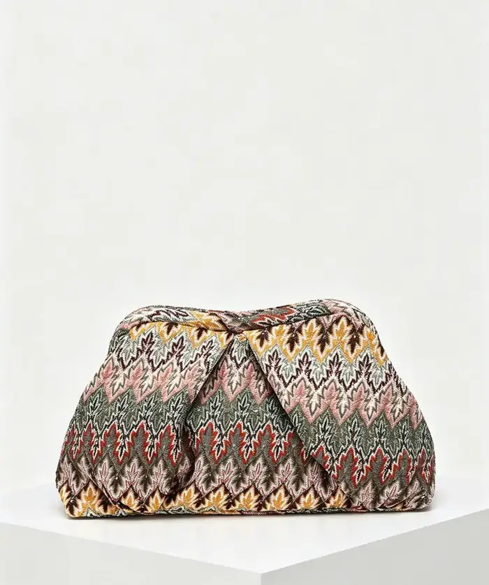 Pochette à fermoir colorblock style marocain, sac de soirée bohème en tricot tressé, sac à main vint