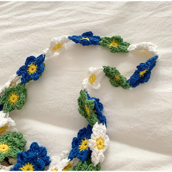 Sac à bandoulière en crochet floral fait main pour femme
