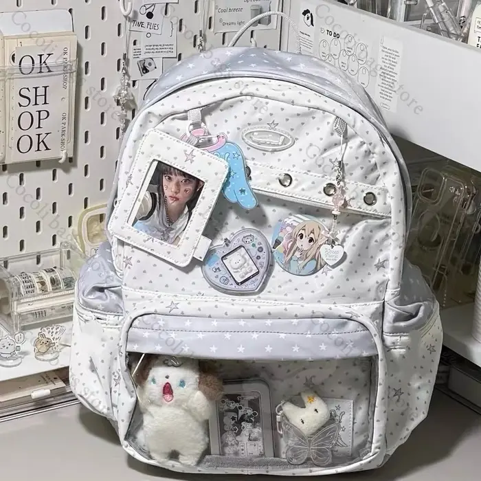 Kawaii sac à dos Ita sac imprimé sac d'école pour fille sacs à dos femme Itabag avec poche transparente sac