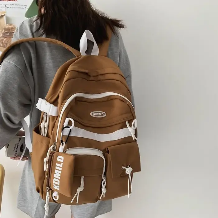 Sac à Dos en Toile à Fermeture Éclair de Grande Capacité, Cartable de Voyage pour Ordinateur, pour Jeune Étudiante et Homme