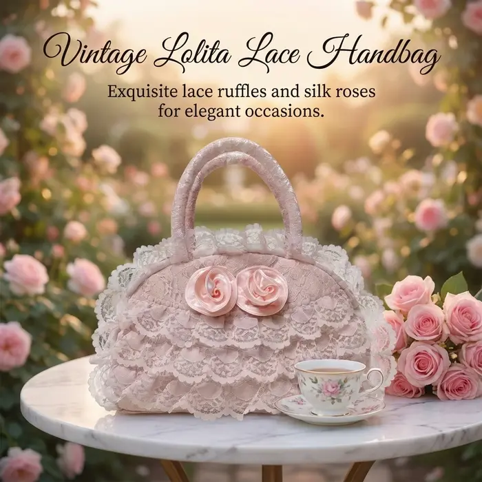 Sac à main de style rétro pour femmes avec garniture à volants en dentelle pour les voyages quotidiens