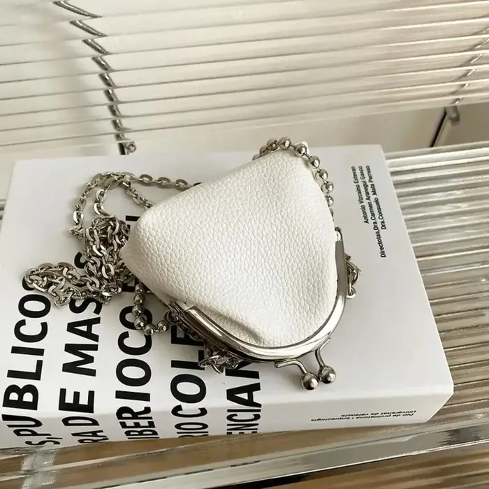 Sac bandoulière en cuir PU français avec chaîne métallique