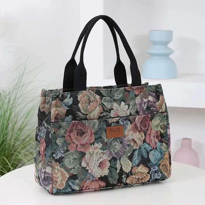 Sac fourre-tout à imprimé Floral pour femmes, sac en tissu épais, portable pour le travail, sac four